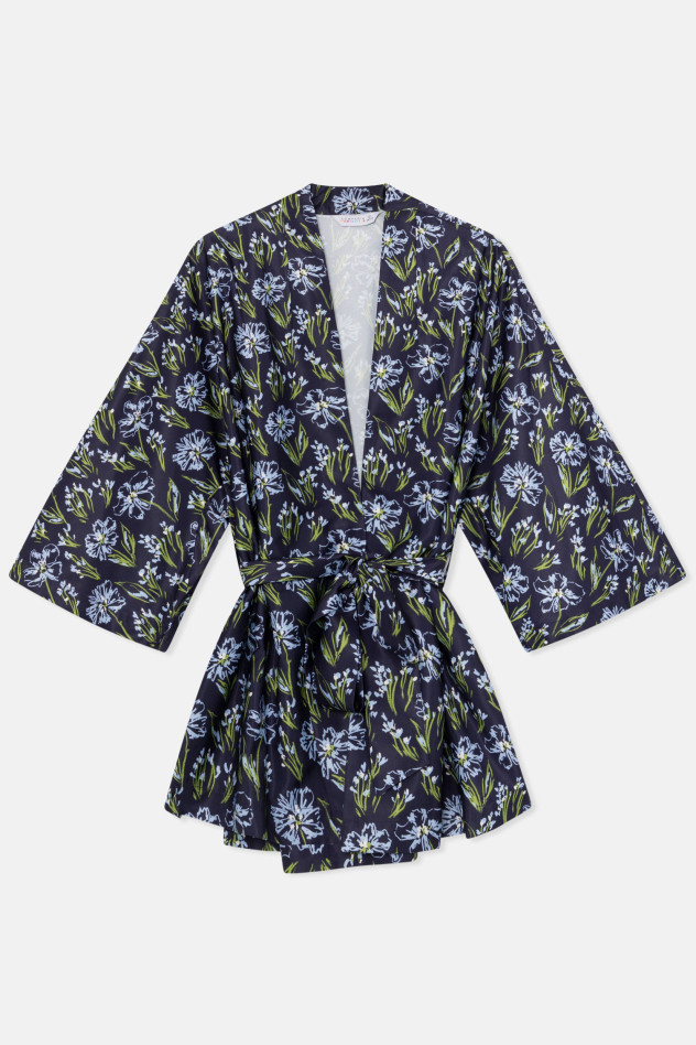 kimono con cinturon y estampado floral azul 5